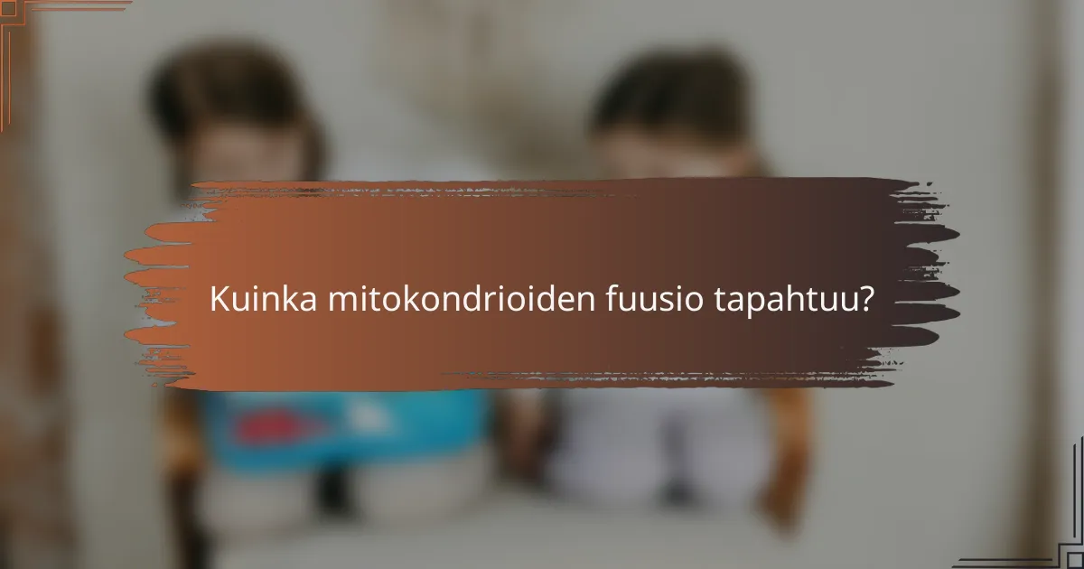 Kuinka mitokondrioiden fuusio tapahtuu?