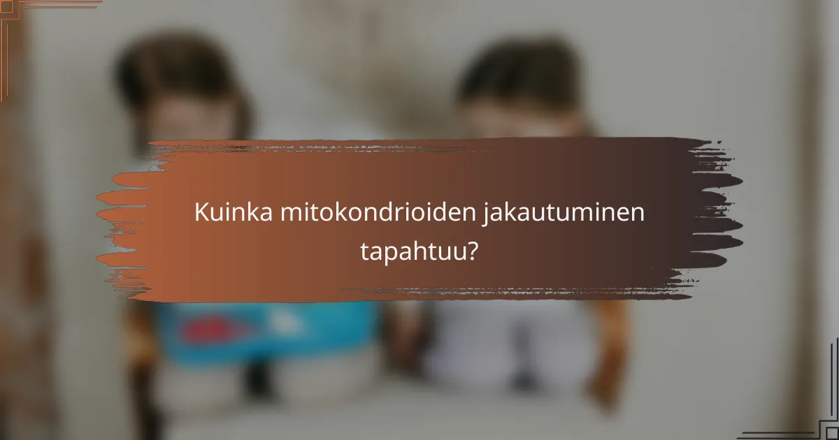 Kuinka mitokondrioiden jakautuminen tapahtuu?